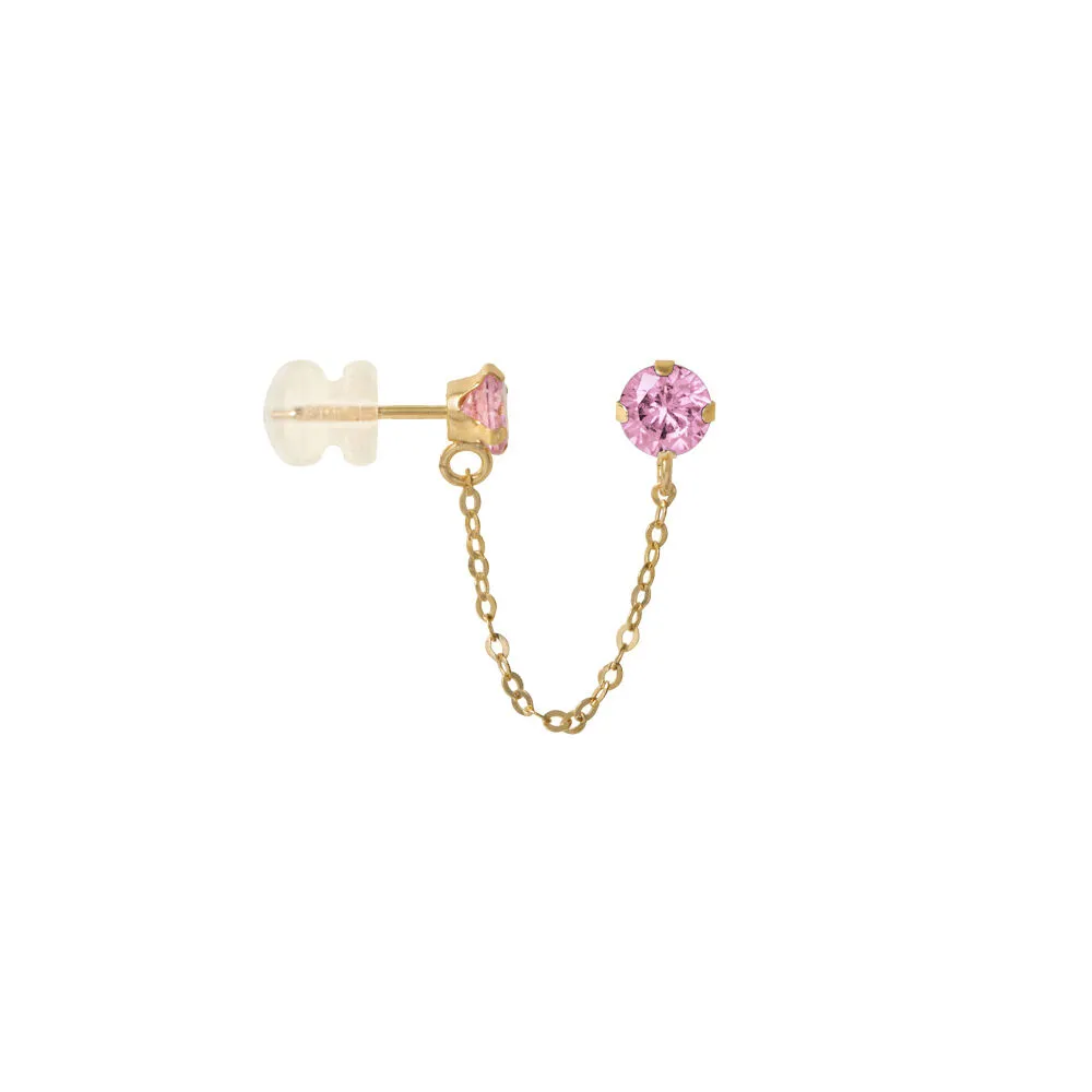 Mono Orecchino Lobo Bon Ton Oro Giallo 375/1000 Cubic Zirconia Rosa 1428143