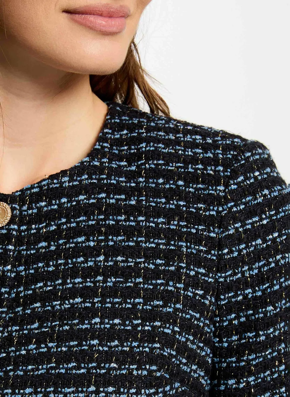  MORGAN   VKEVO.F - Giacca diritta con scollo rotondo in cotone riciclato misto | Multicolore