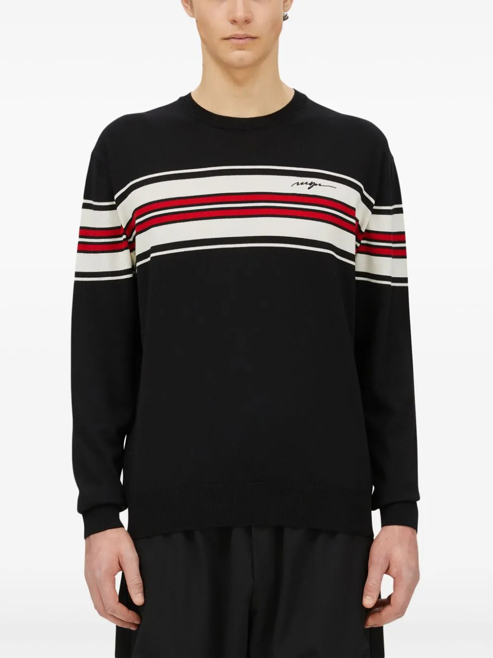 Msgm Maglia Nero Uomo Dettaglio a Righe
