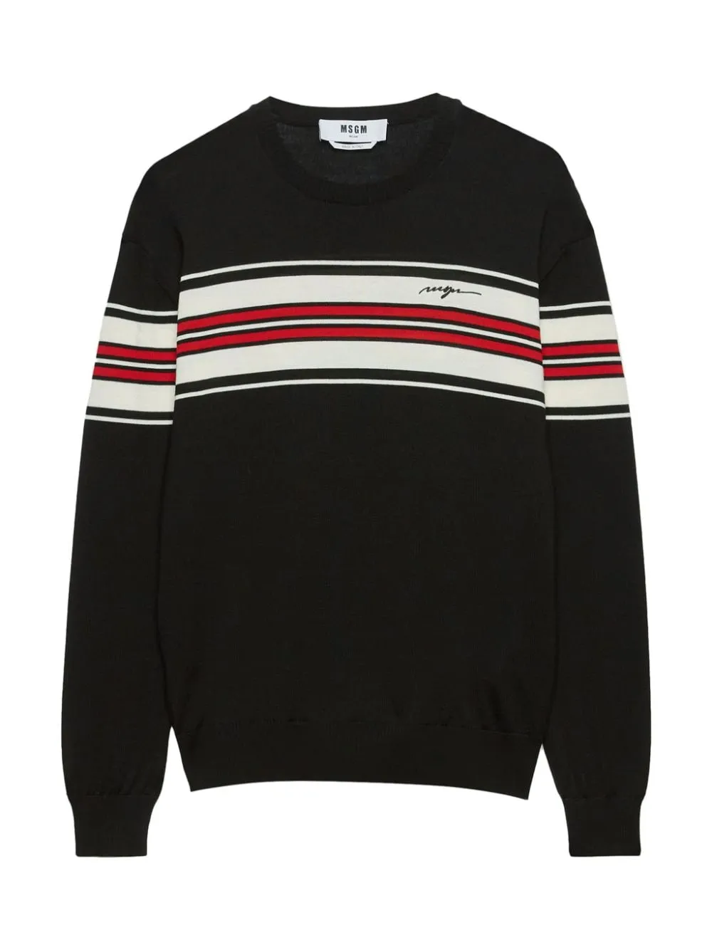Msgm Maglia Nero Uomo Dettaglio a Righe