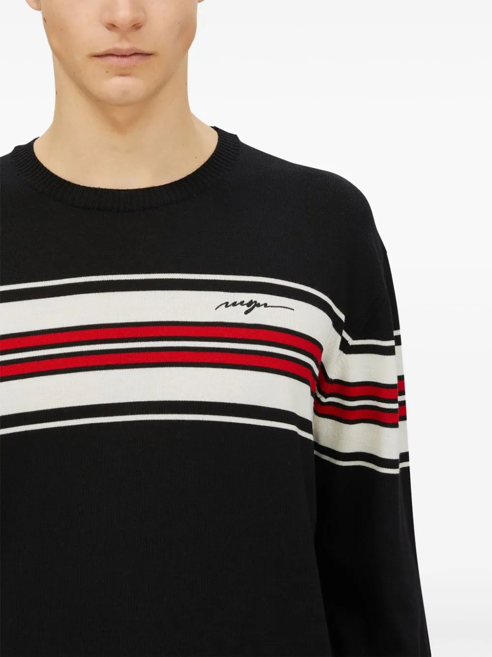 Msgm Maglia Nero Uomo Dettaglio a Righe