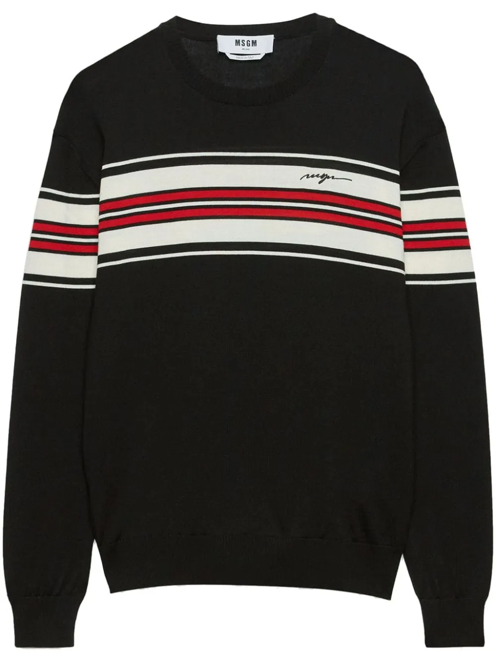 Msgm Maglia Nero Uomo Dettaglio a Righe
