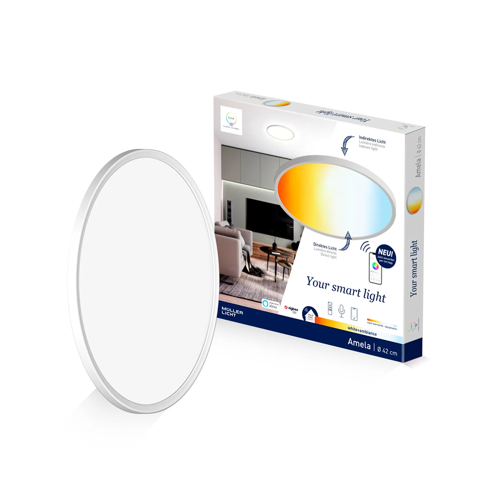 Müller Licht tint Smart Plafoniera LED Amela, Ø 42 cm