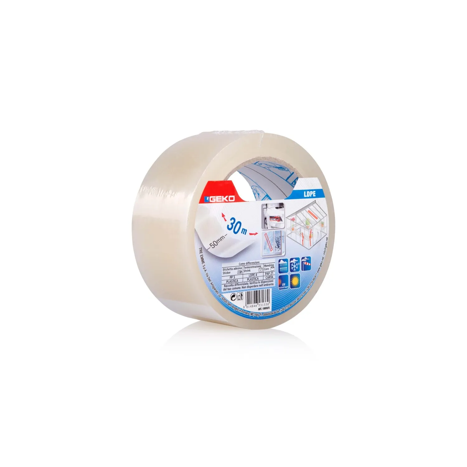 Nastro adesivo LDPE 50 mm x 30 m trasparente