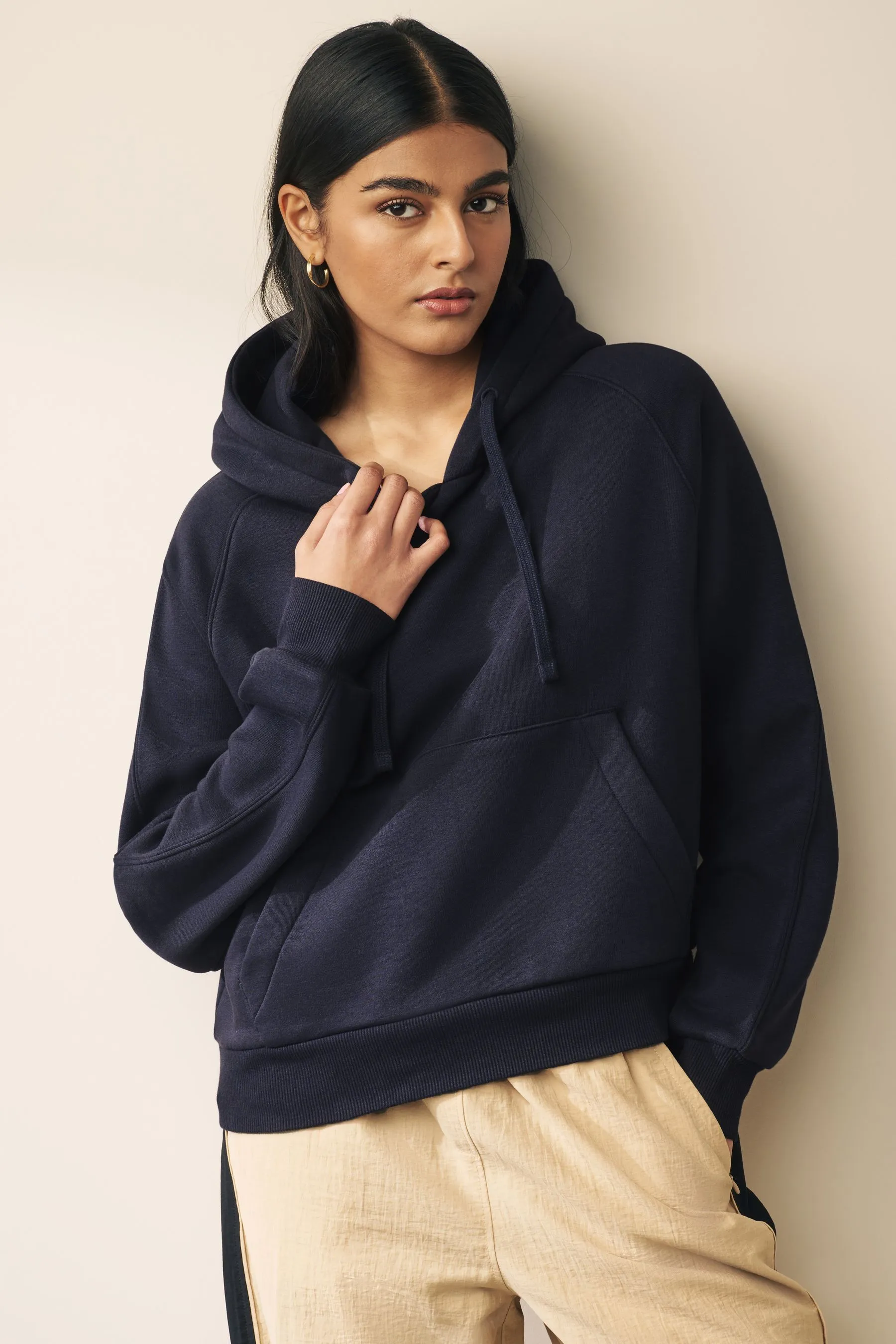 Navy  - Felpa pesante spazzolata con cappuccio