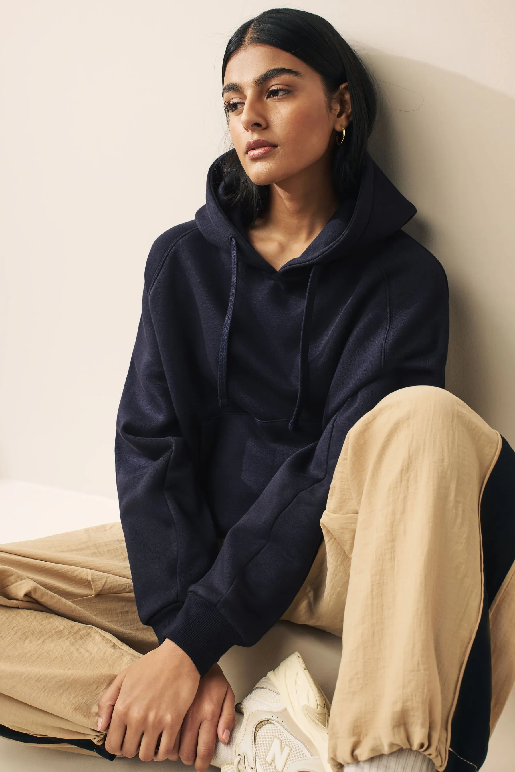 Navy  - Felpa pesante spazzolata con cappuccio
