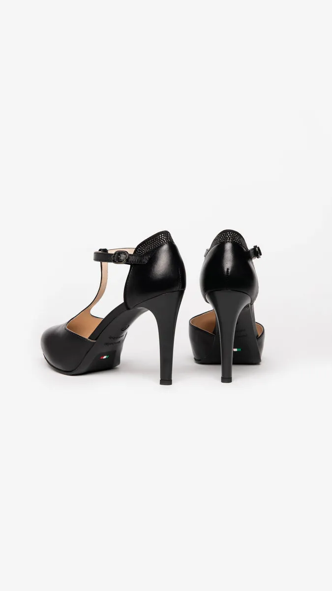 NERO GIARDINI I205500DE DECOLLETE DONNA IN PELLE E CAMOSCIO NERO