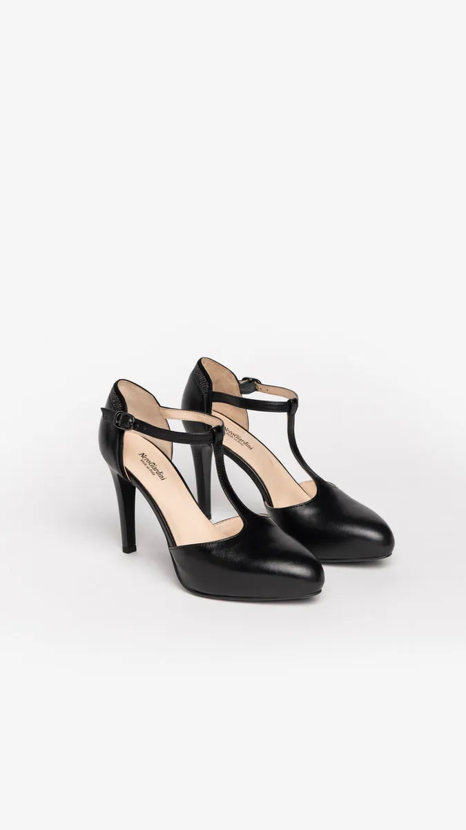 NERO GIARDINI I205500DE DECOLLETE DONNA IN PELLE E CAMOSCIO NERO
