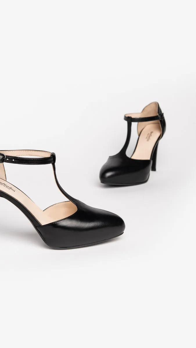 NERO GIARDINI I205500DE DECOLLETE DONNA IN PELLE E CAMOSCIO NERO