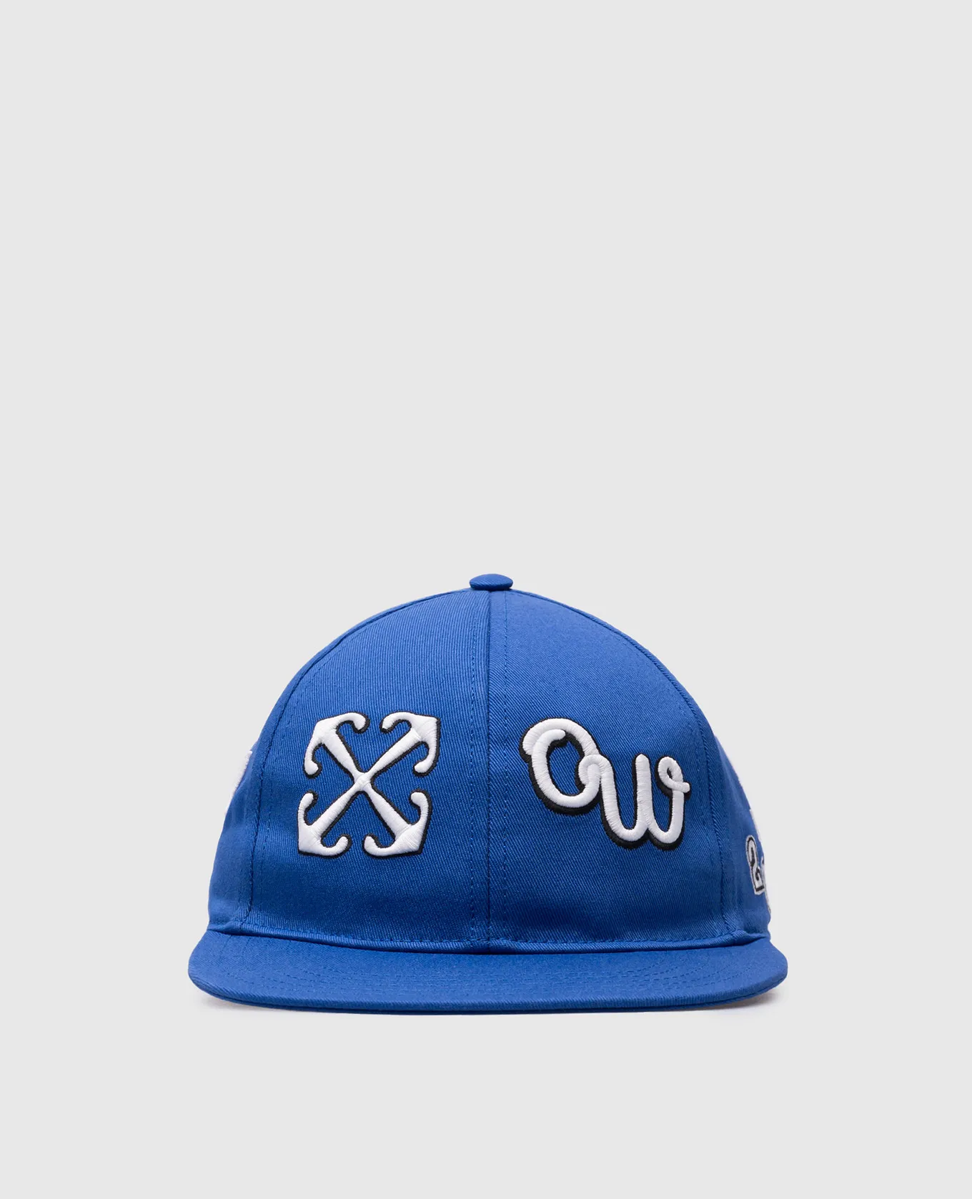 Off-White Cappellino blu con ricamo logo OMLB055S24FAB005