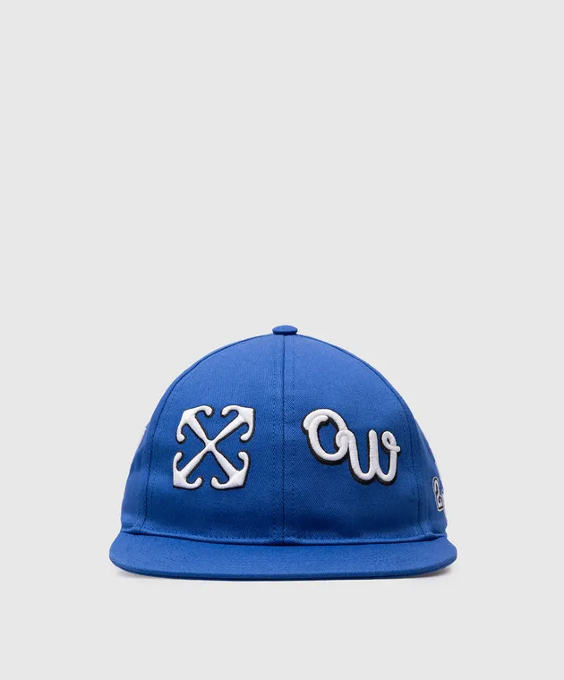Off-White Cappellino blu con ricamo logo OMLB055S24FAB005