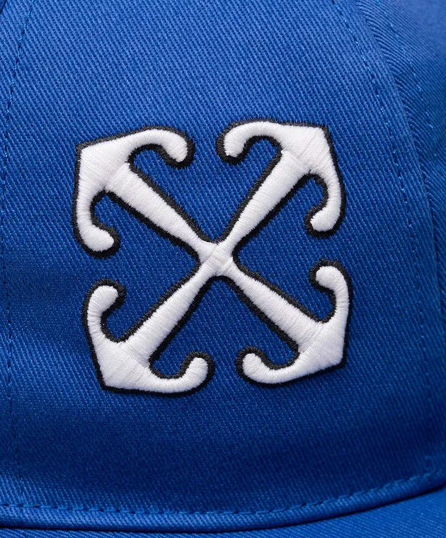 Off-White Cappellino blu con ricamo logo OMLB055S24FAB005