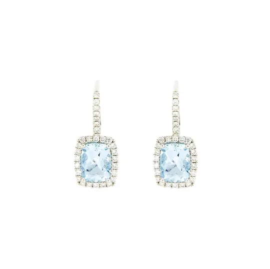 Orecchini pendenti acquamarine e diamanti