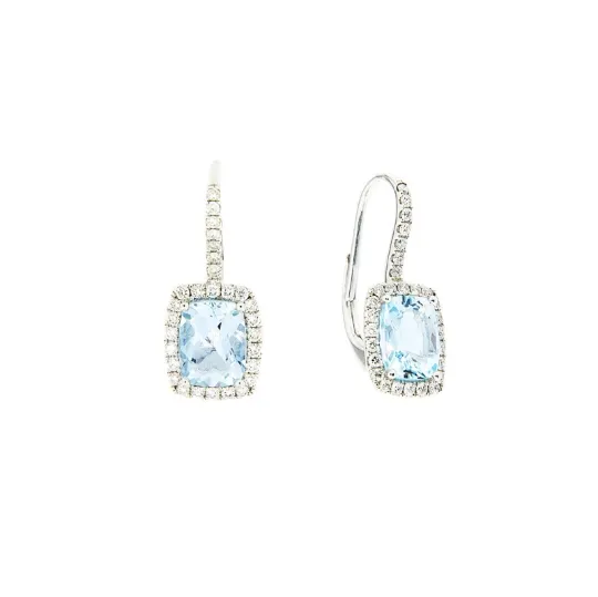 Orecchini pendenti acquamarine e diamanti
