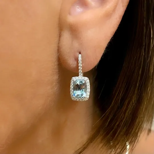 Orecchini pendenti acquamarine e diamanti