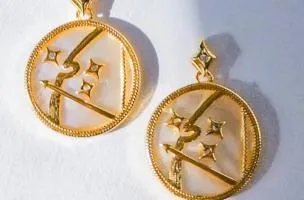Orecchini rotondi, SAGITTARIO, colore oro