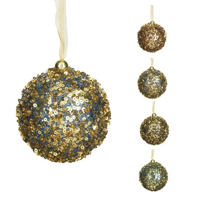 Pallina di Natale con paillet 4 ass Gold 