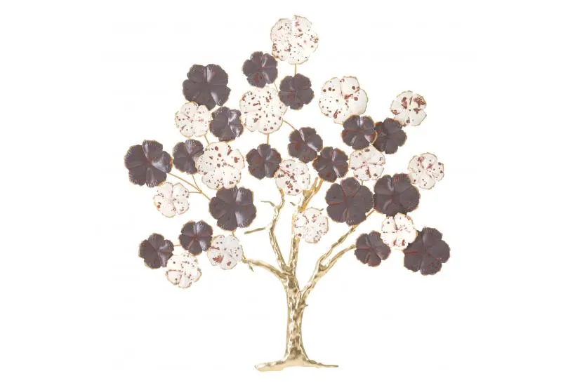 Pannello decorativo struttuta in metallo dorato albero in fiore Purpy