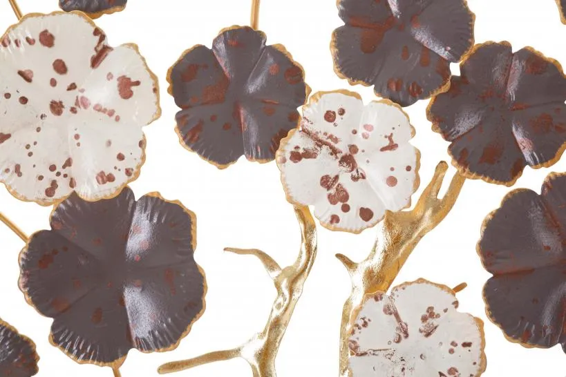 Pannello decorativo struttuta in metallo dorato albero in fiore Purpy