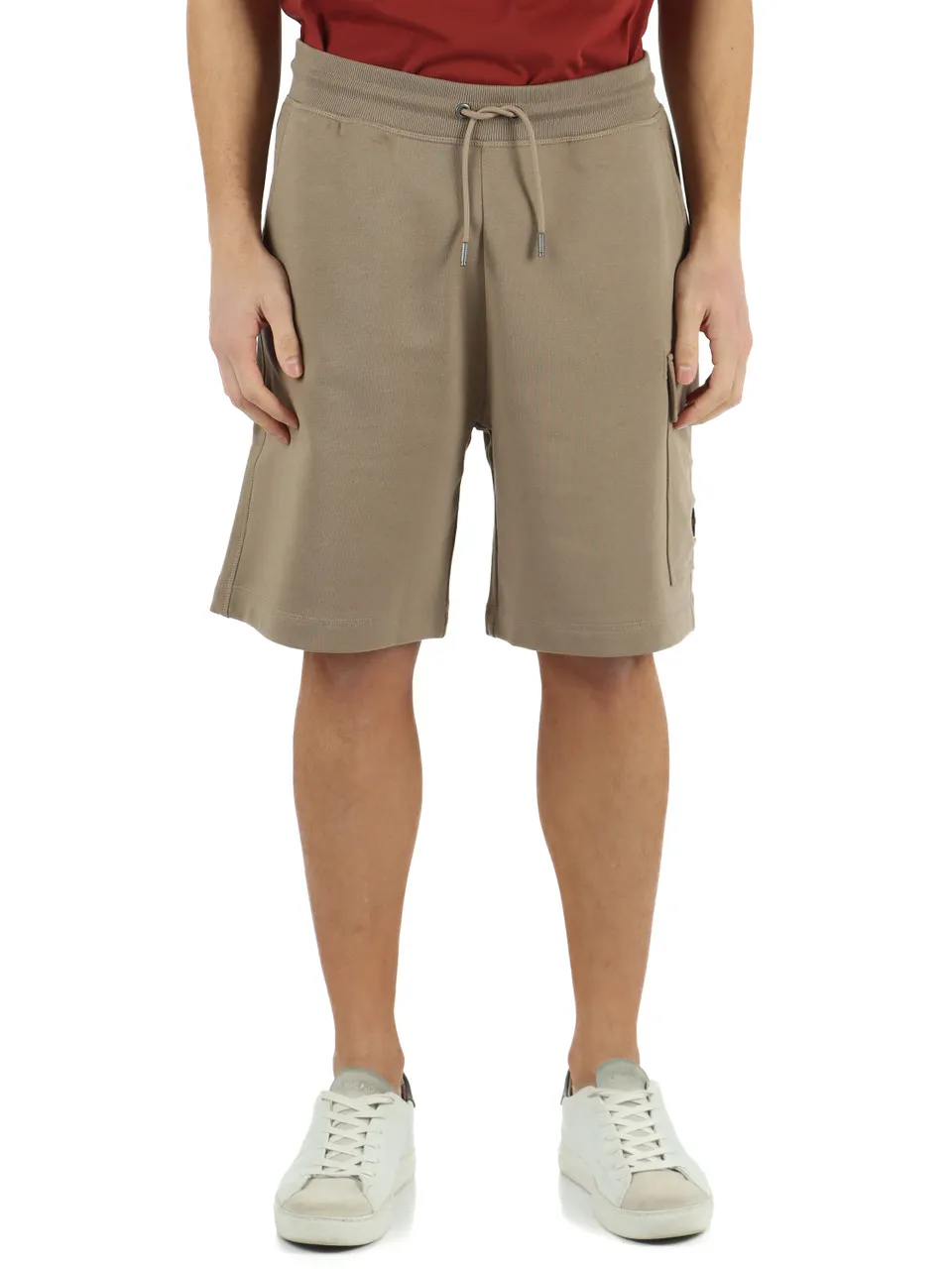 Pantaloncini sportivi in cotone garzato con tasca cargo