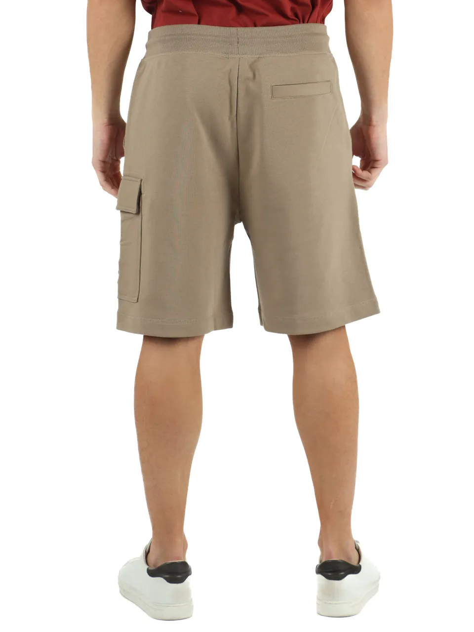 Pantaloncini sportivi in cotone garzato con tasca cargo