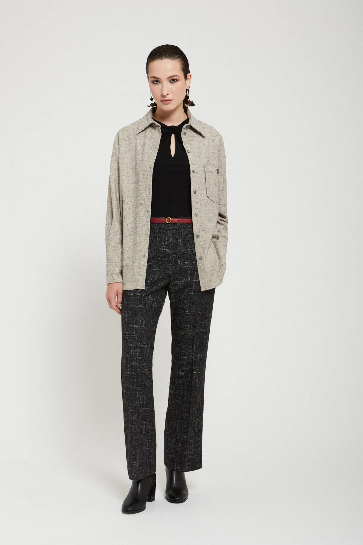 Pantalone alla caviglia in misto lana    
