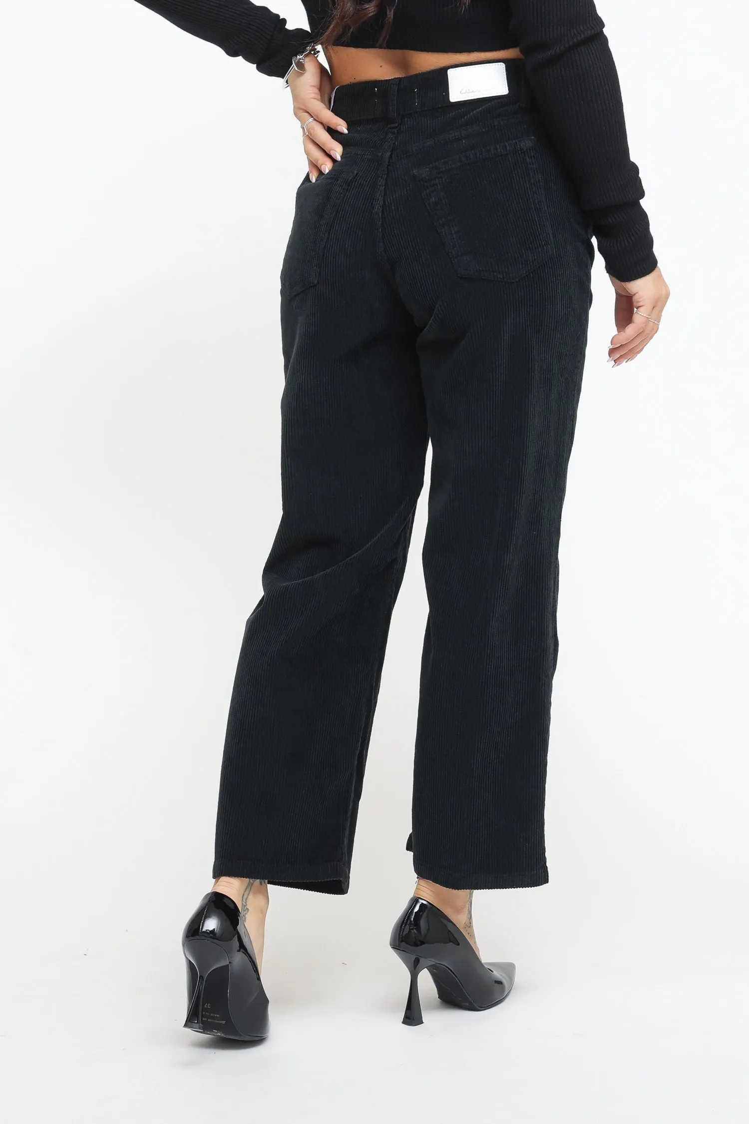 Pantalone Cropped Velluto - Nero