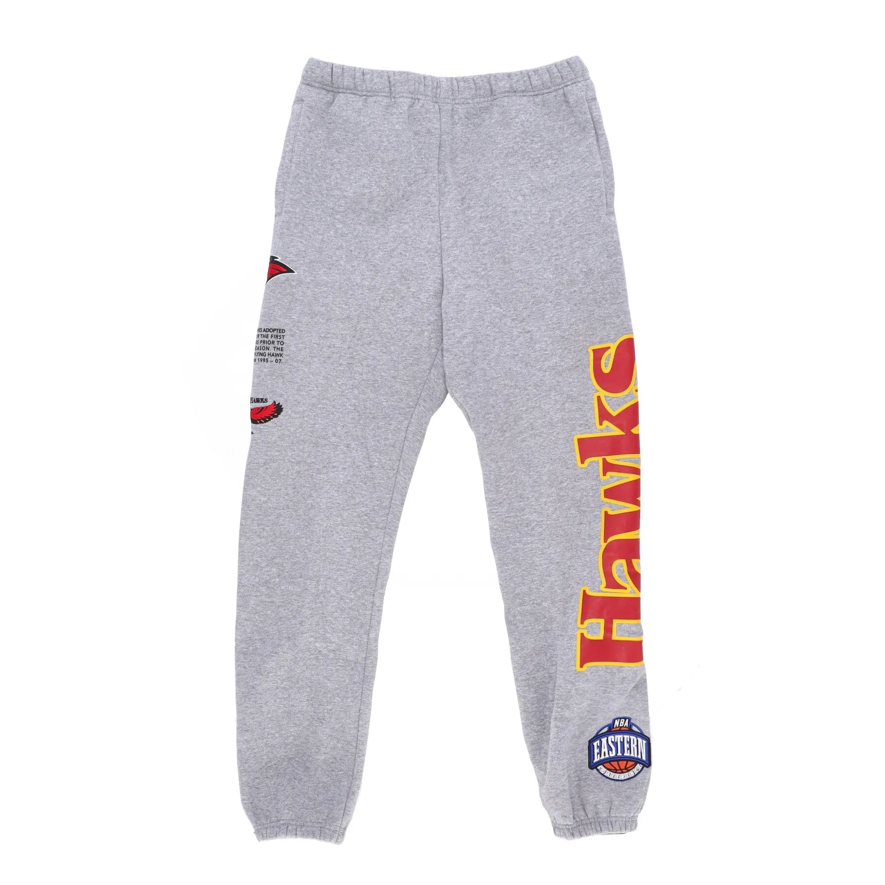 Pantalone Tuta Felpato Uomo Nba Team Origins Fleece Pant Hardwood Classics Atlhaw Grey Heather