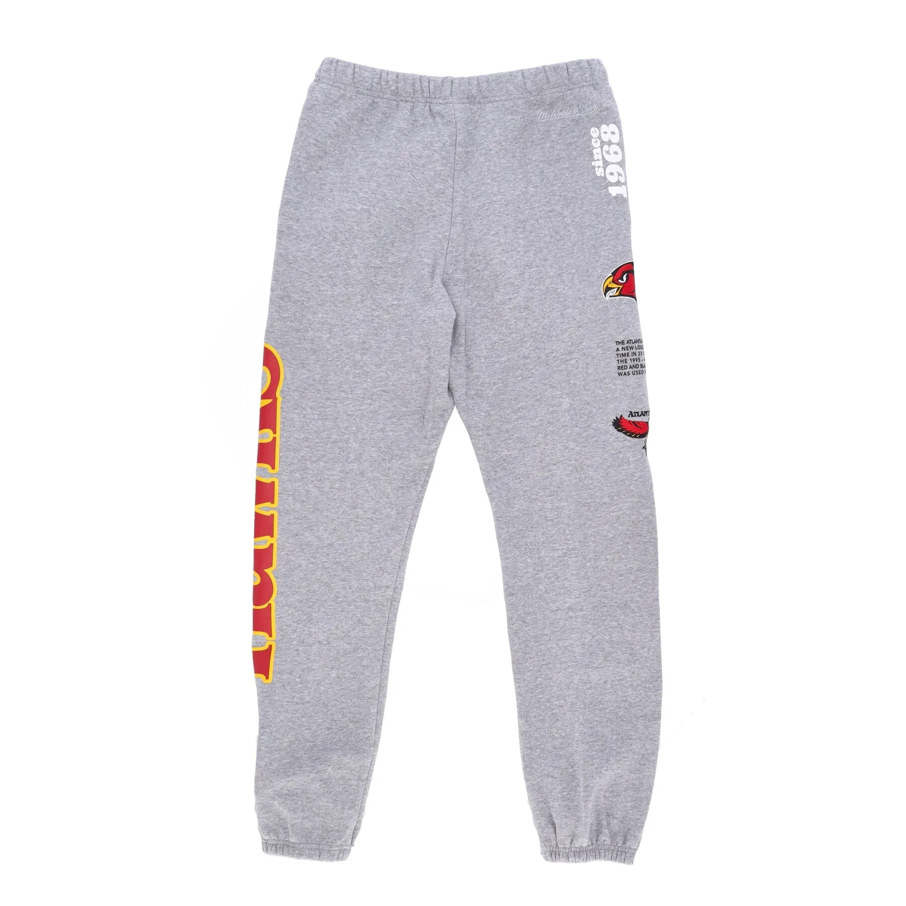 Pantalone Tuta Felpato Uomo Nba Team Origins Fleece Pant Hardwood Classics Atlhaw Grey Heather