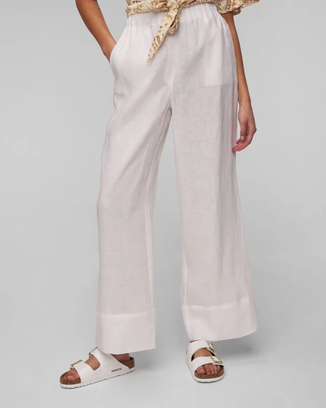 Pantaloni bianchi di lino da donna Kori