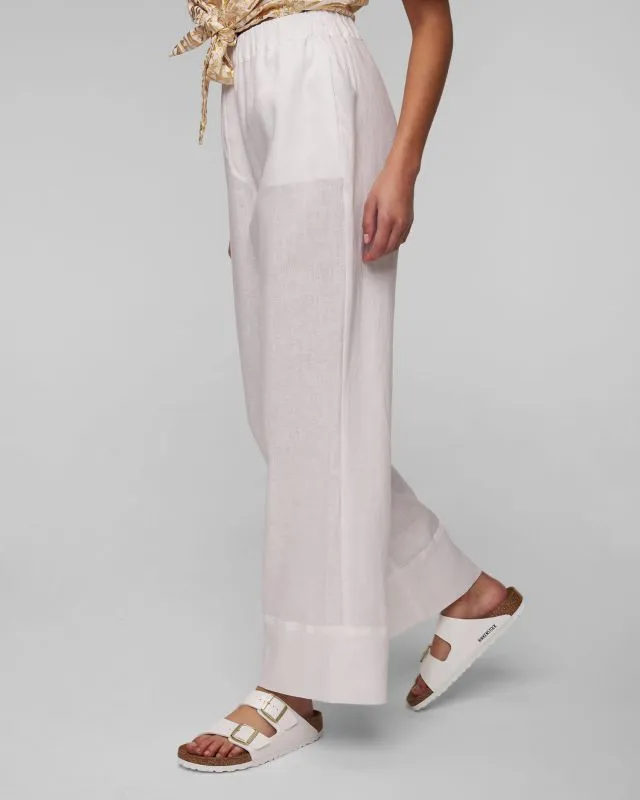 Pantaloni bianchi di lino da donna Kori
