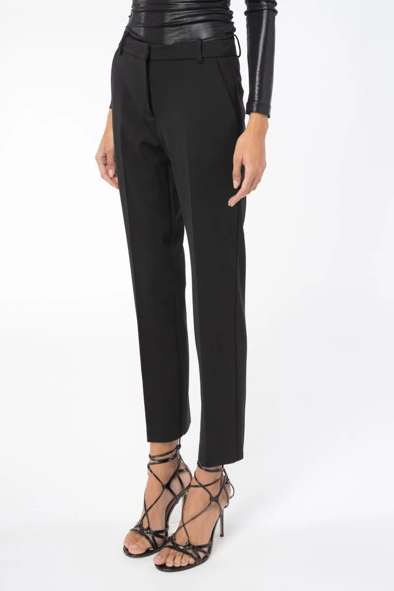 Pantaloni cigarette punto stoffa donna Nero