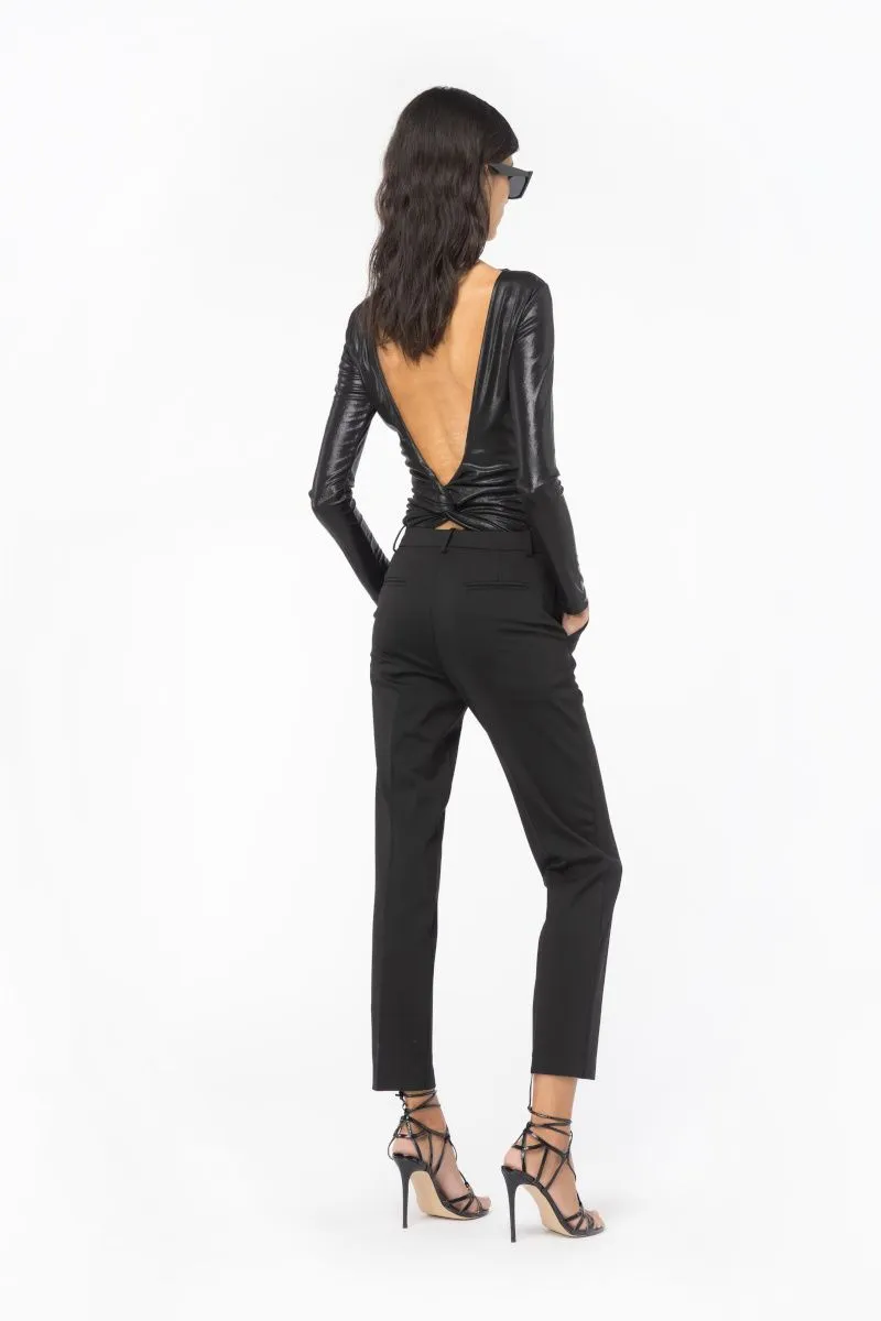 Pantaloni cigarette punto stoffa donna Nero
