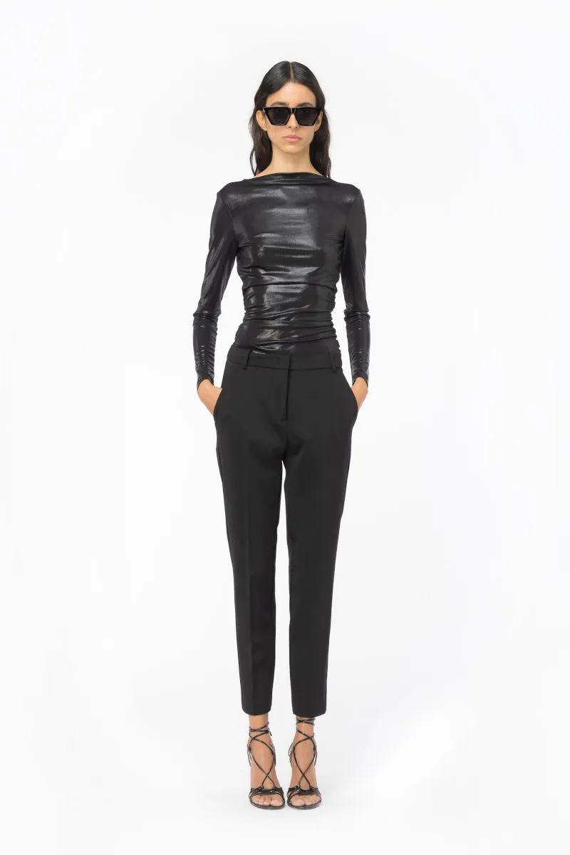 Pantaloni cigarette punto stoffa donna Nero