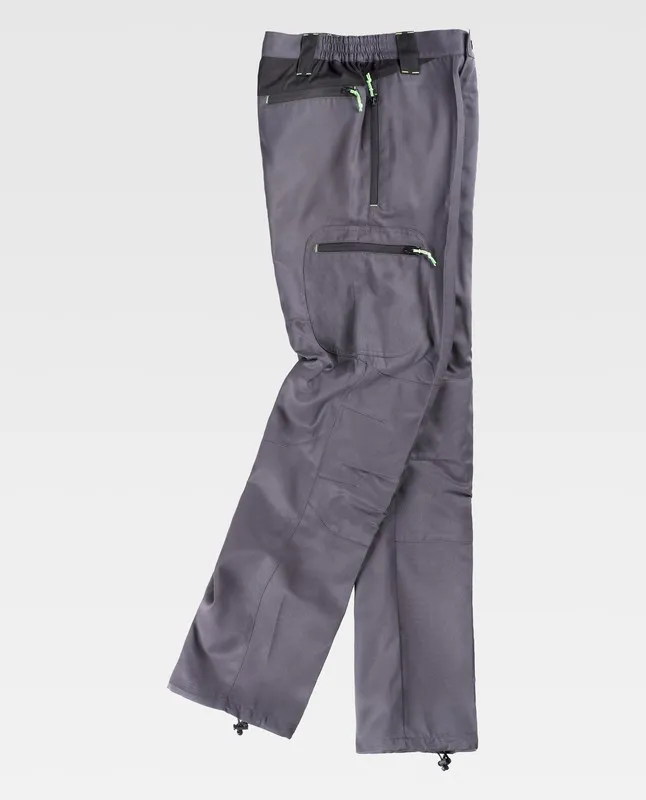 Pantaloni da montagna, combinati, multitasche Grigio Nero