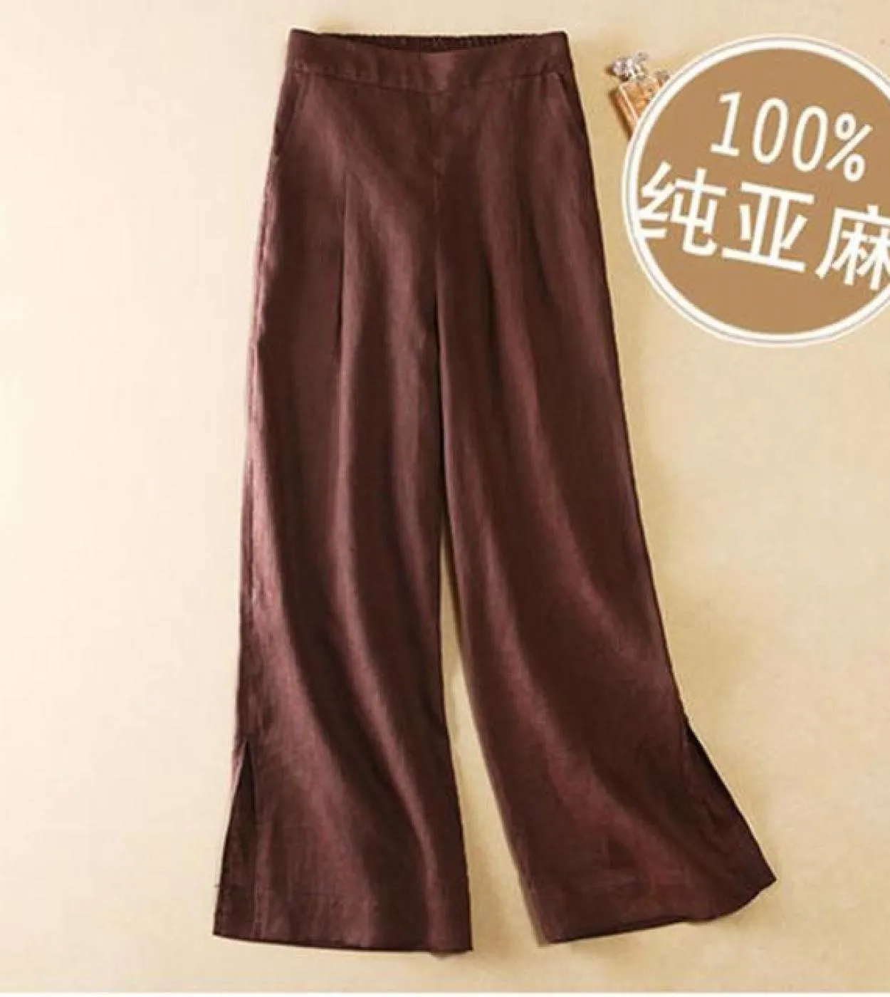 Pantaloni larghi alla caviglia in vita elastica da donna in stile artistico primavera estate 100 pantaloni larghi casual vintage