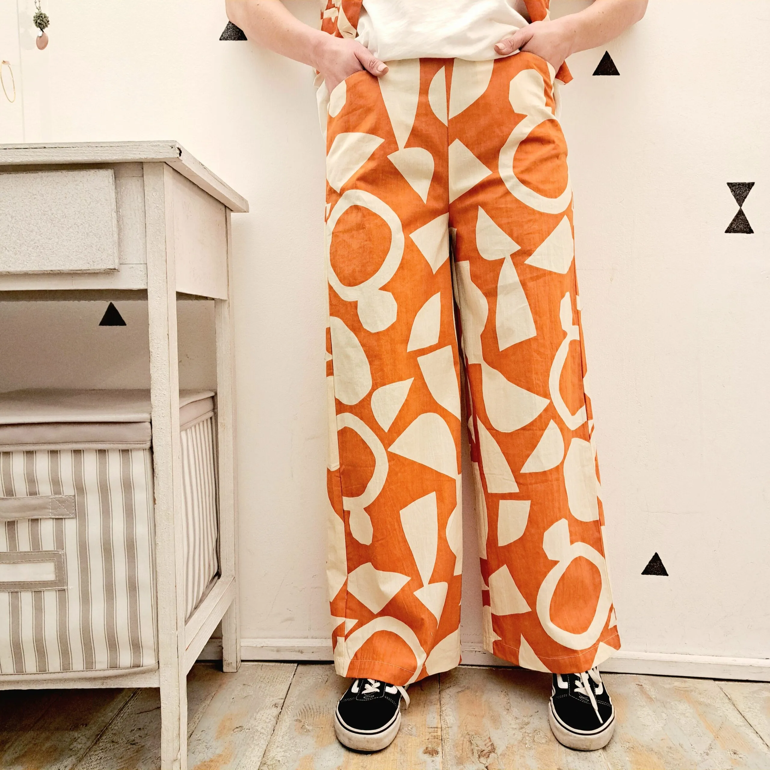 Pantaloni Larghi Bolli Bianco/Orange Compania Fantastica