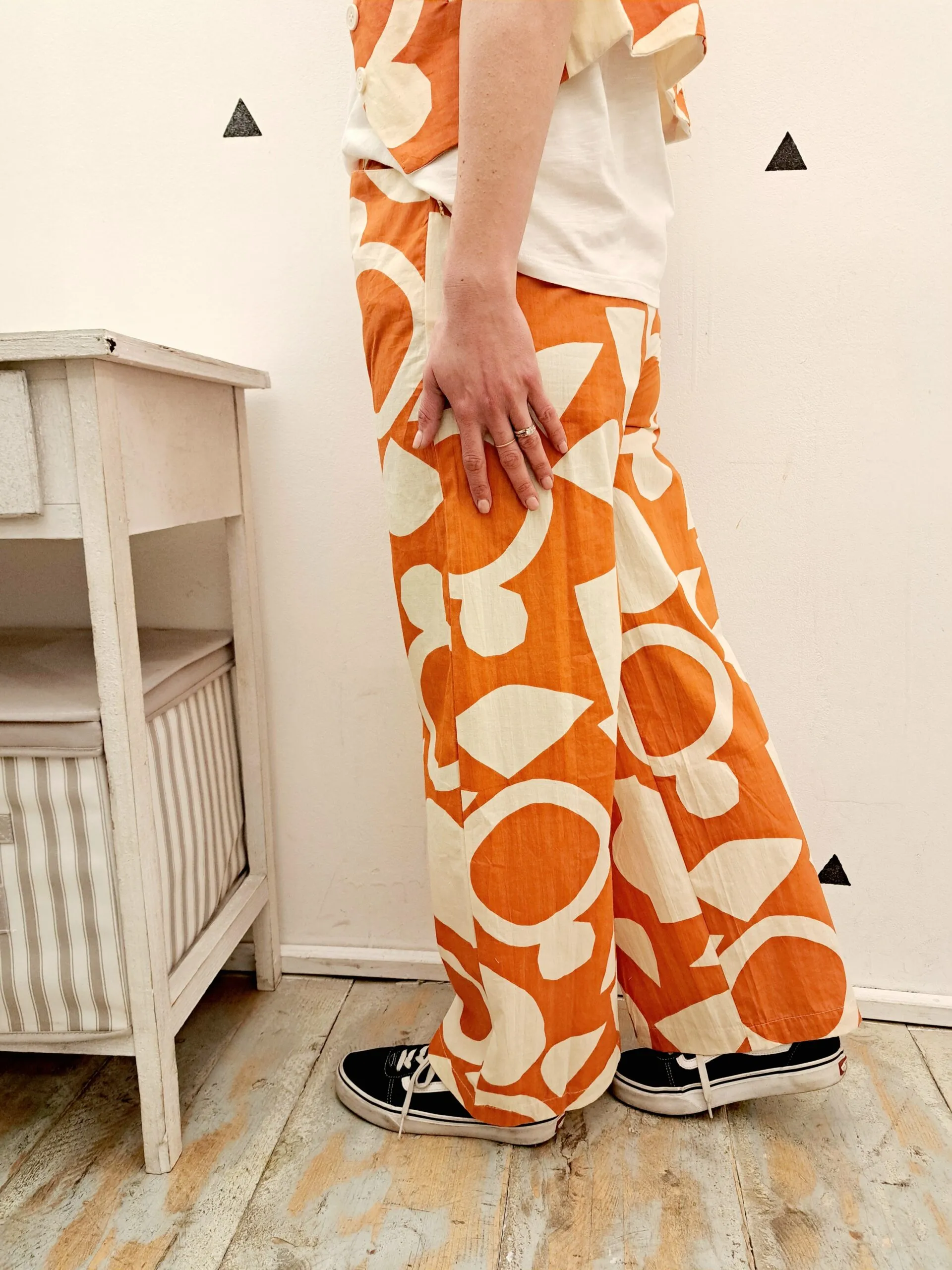 Pantaloni Larghi Bolli Bianco/Orange Compania Fantastica