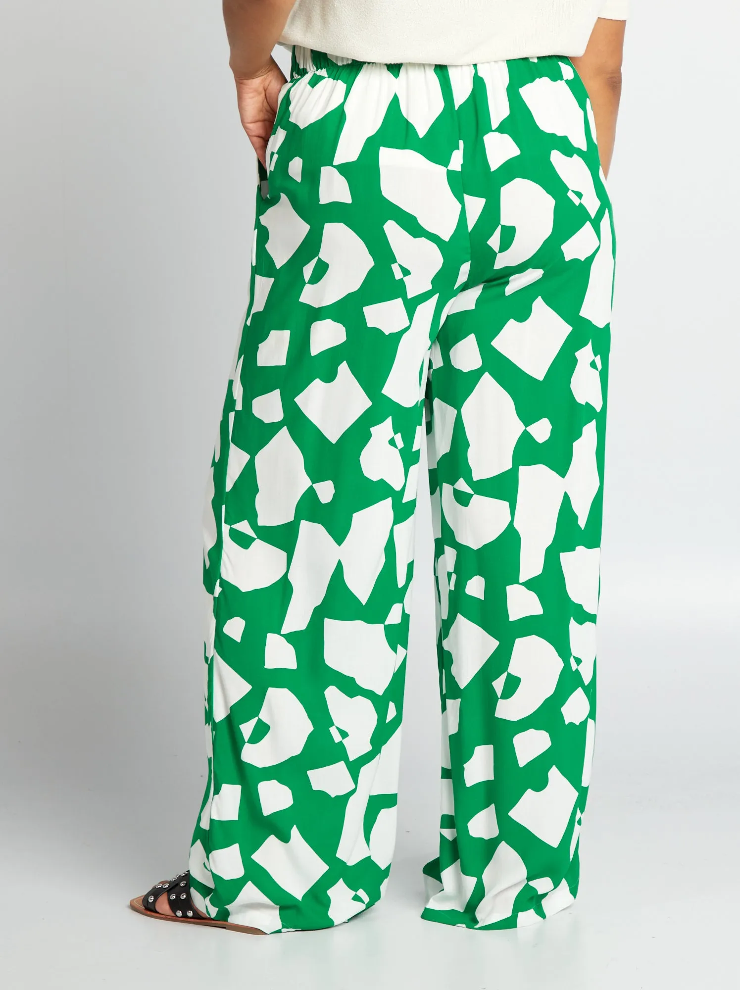 Pantaloni larghi con stampa geometrica - VERDE