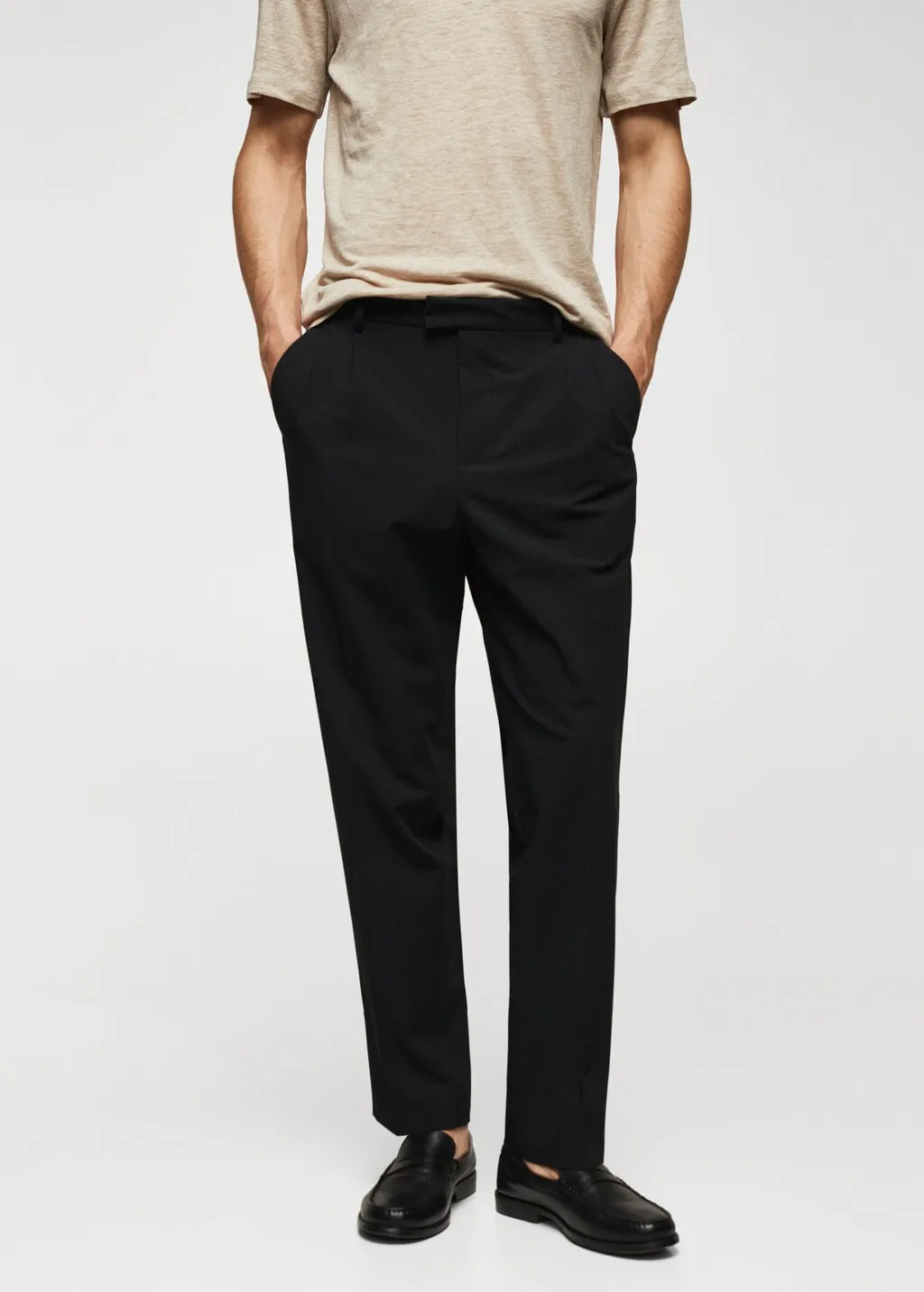 Pantaloni regular fit cotone pinces