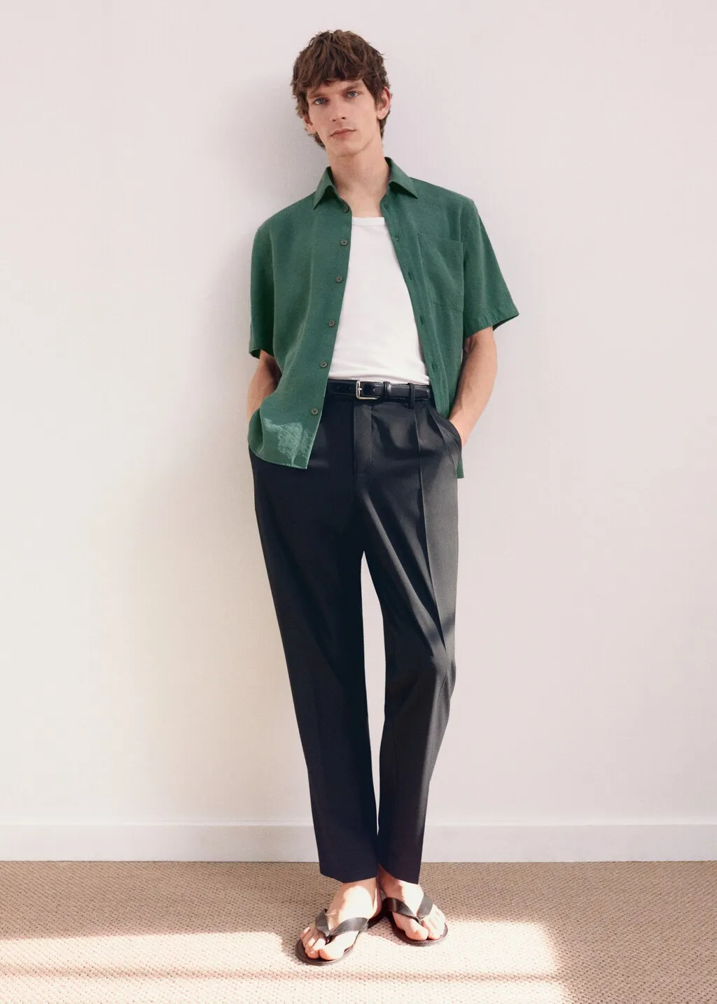Pantaloni regular fit cotone pinces