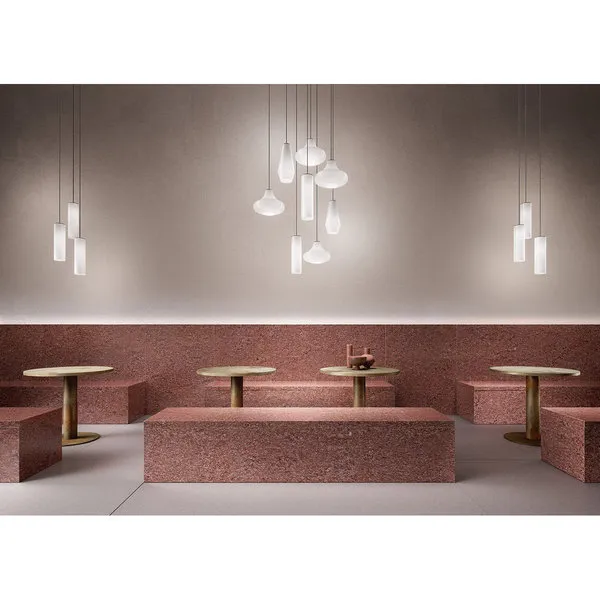 Panzeri luce Emma - Lampada a sospensione base ottone nero/diffusore vetro soffiato ambra