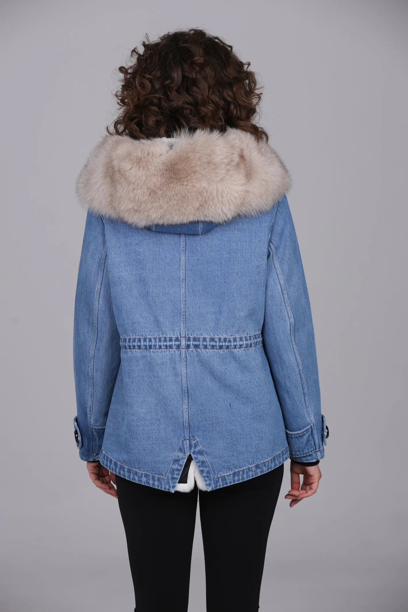 Parka short denim fox Beige