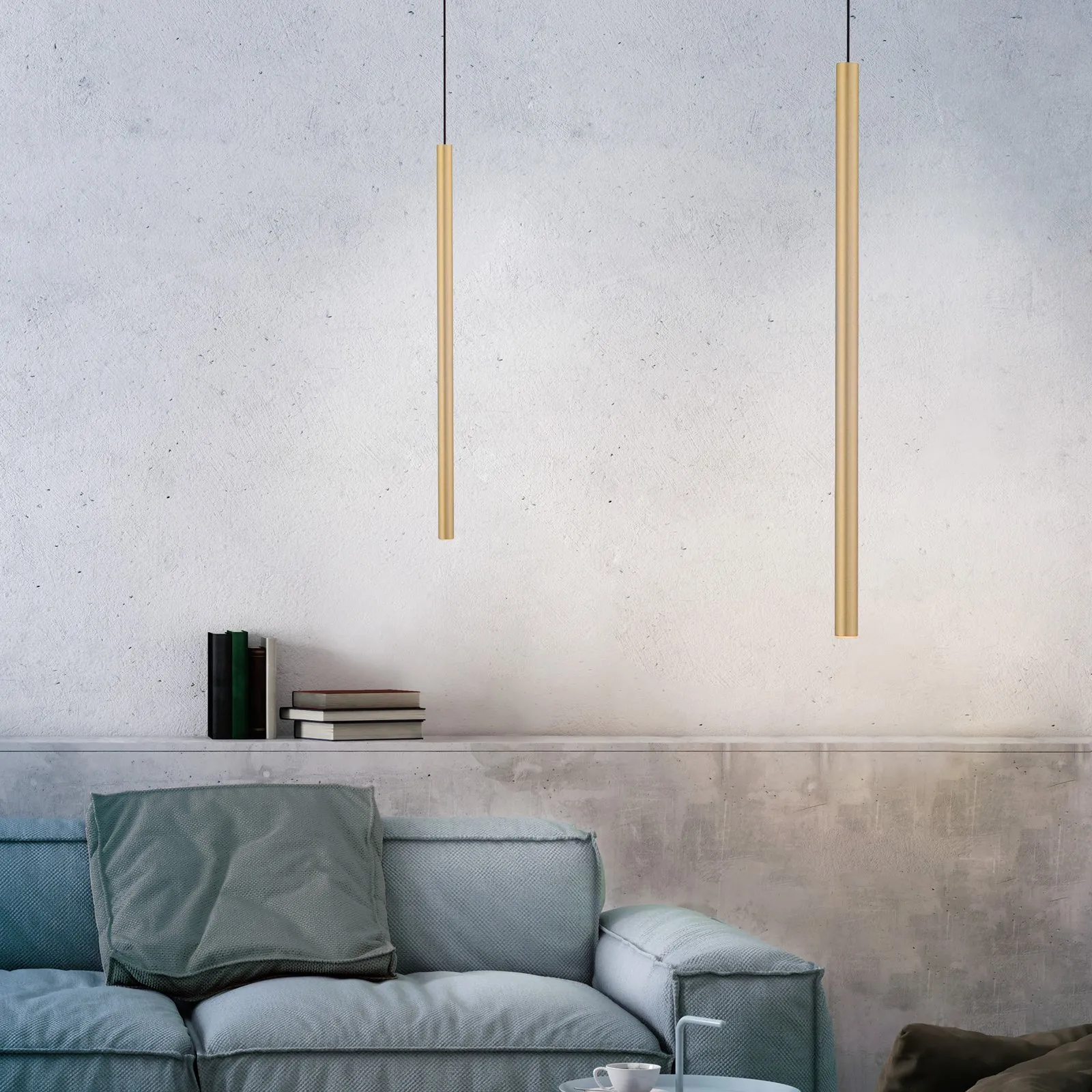 Paul Neuhaus Flute Lampada a sospensione a 1 luce in ottone