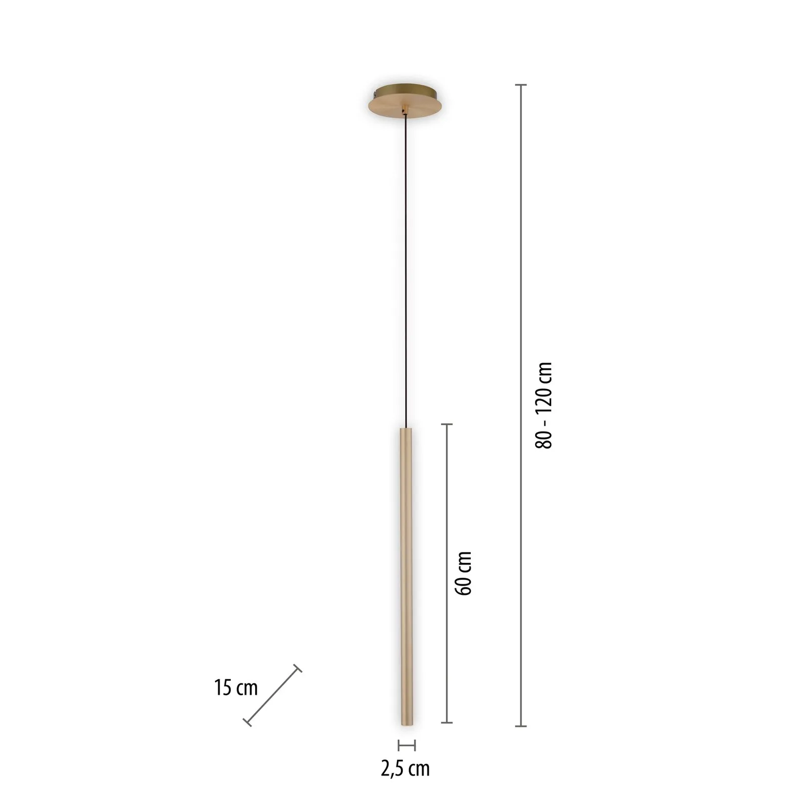 Paul Neuhaus Flute Lampada a sospensione a 1 luce in ottone