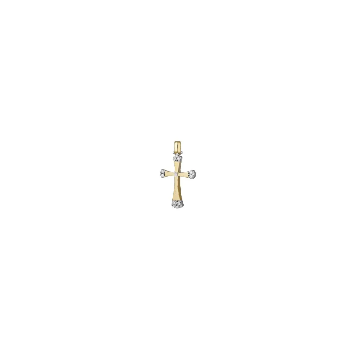 Pendente croce Jounieh in oro giallo 18k con diamanti naturali e vvs