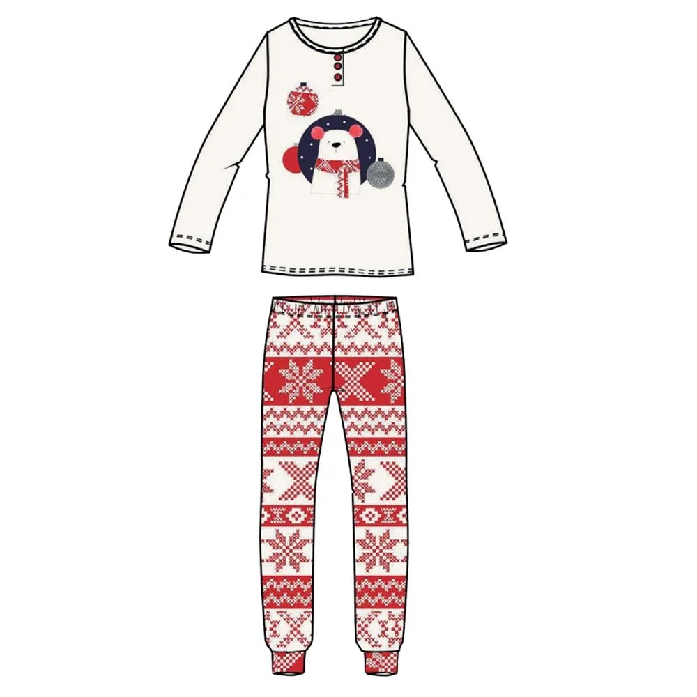 pigiama donna natale 0845 nordkapp cotone interlock infiore 