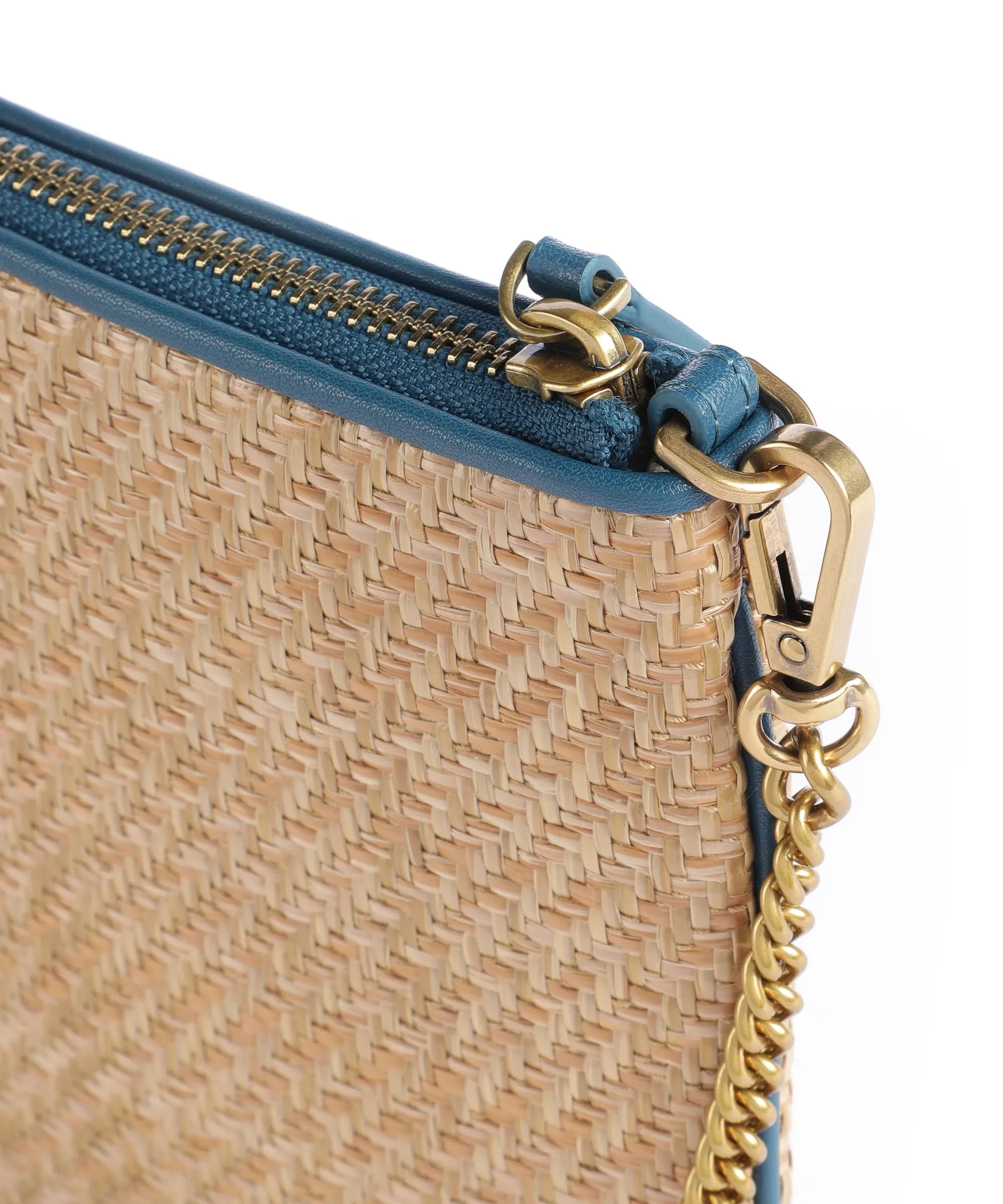  Pinko Classic Classic Borsa a tracolla pelle a grana fine, tissu beige/blu  