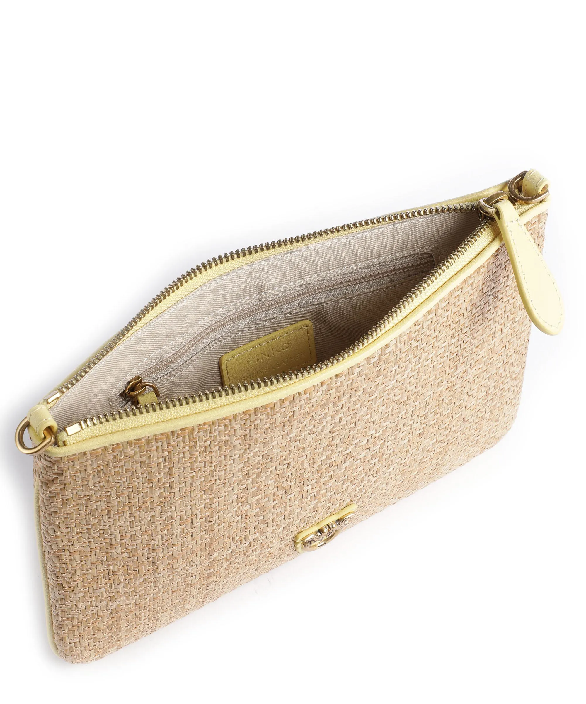  Pinko Classic Classic Borsa a tracolla pelle a grana fine, tissu natura  