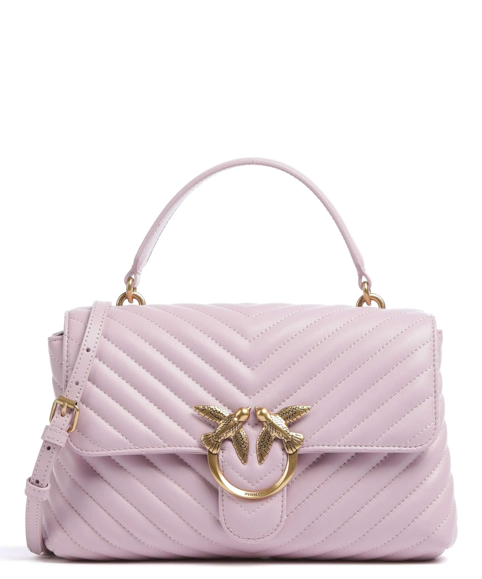  Pinko Love Lady Puff Classic Borsa a mano pelle di pecora viola  